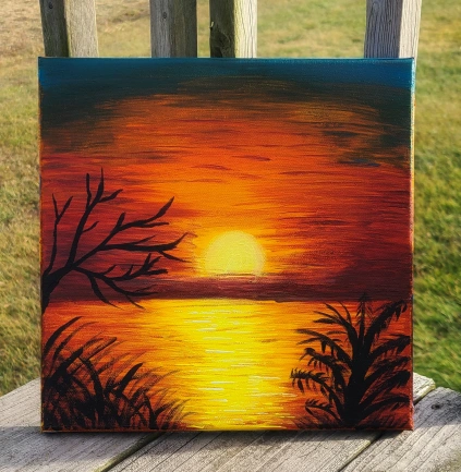 Sunset Painting with warm colors